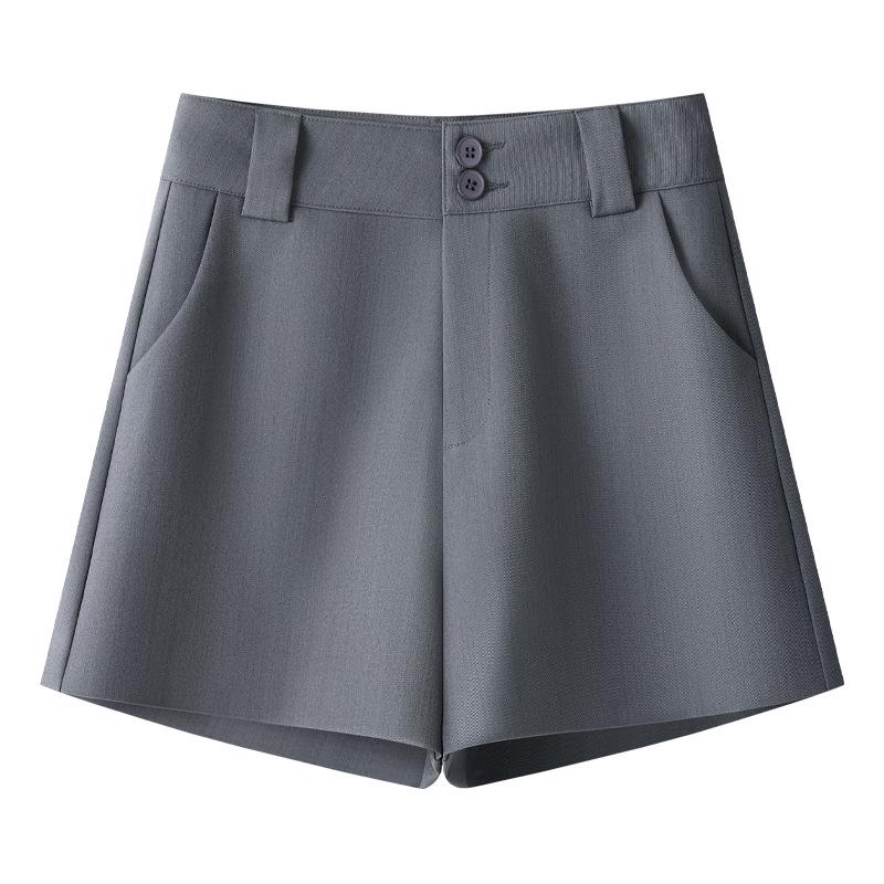 Spring 2025 Women's High-Waist White A-Line Suit Shorts - Casual, Loose Wide-Leg Design