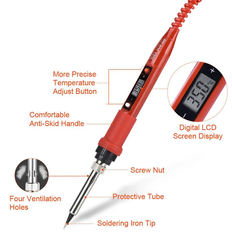 JCD Soldering Iron Kit With Digital Multimeter Adjustable Temperature 220V 80W LCD Welding Tools Ceramic Heater Soldering Tips