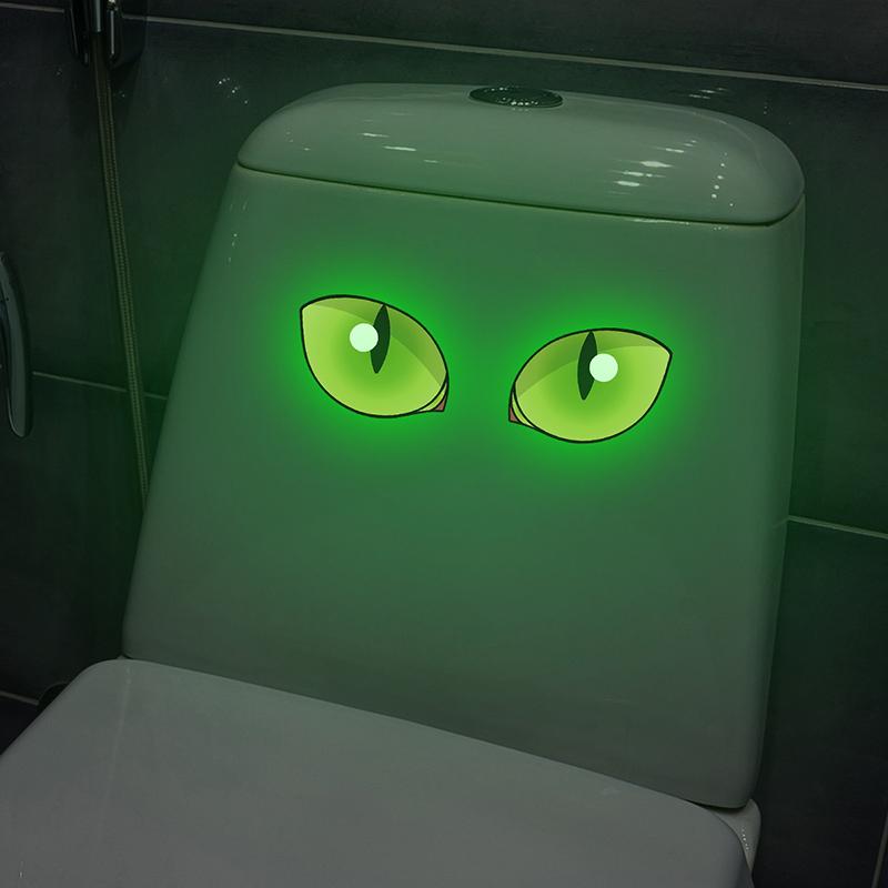 Creative Glow-In-The-Dark Eyes Waterproof Stickers Glowing Toilet Stickers Decals Perfect For Home Bathroom Wall Decoration