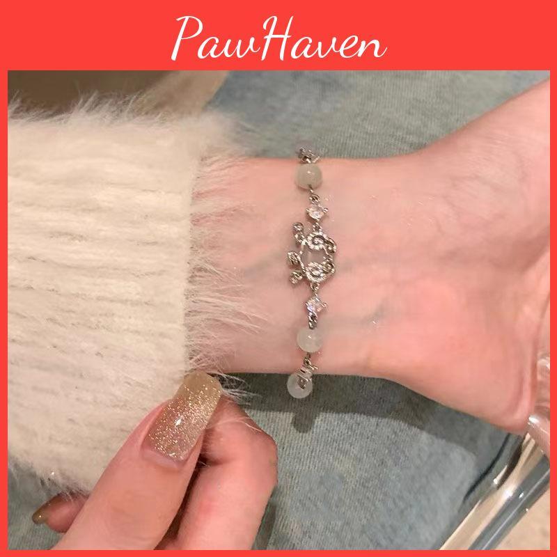 Cat Modern Elegant Eye Stone Bracelet With Delicate Zirconia Lock For Fashion Women