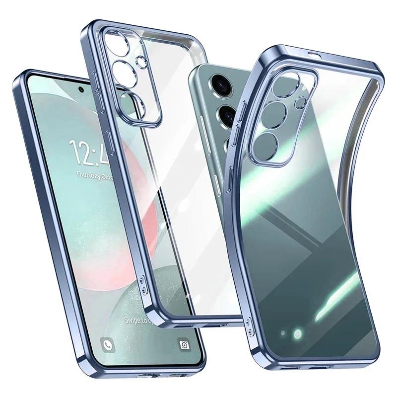 Electroplate Plating Silicone Soft Phone Case for Samsung Galaxy S24 S23 FE S25 Ultra Plus Transparent Shockproof Back Cover