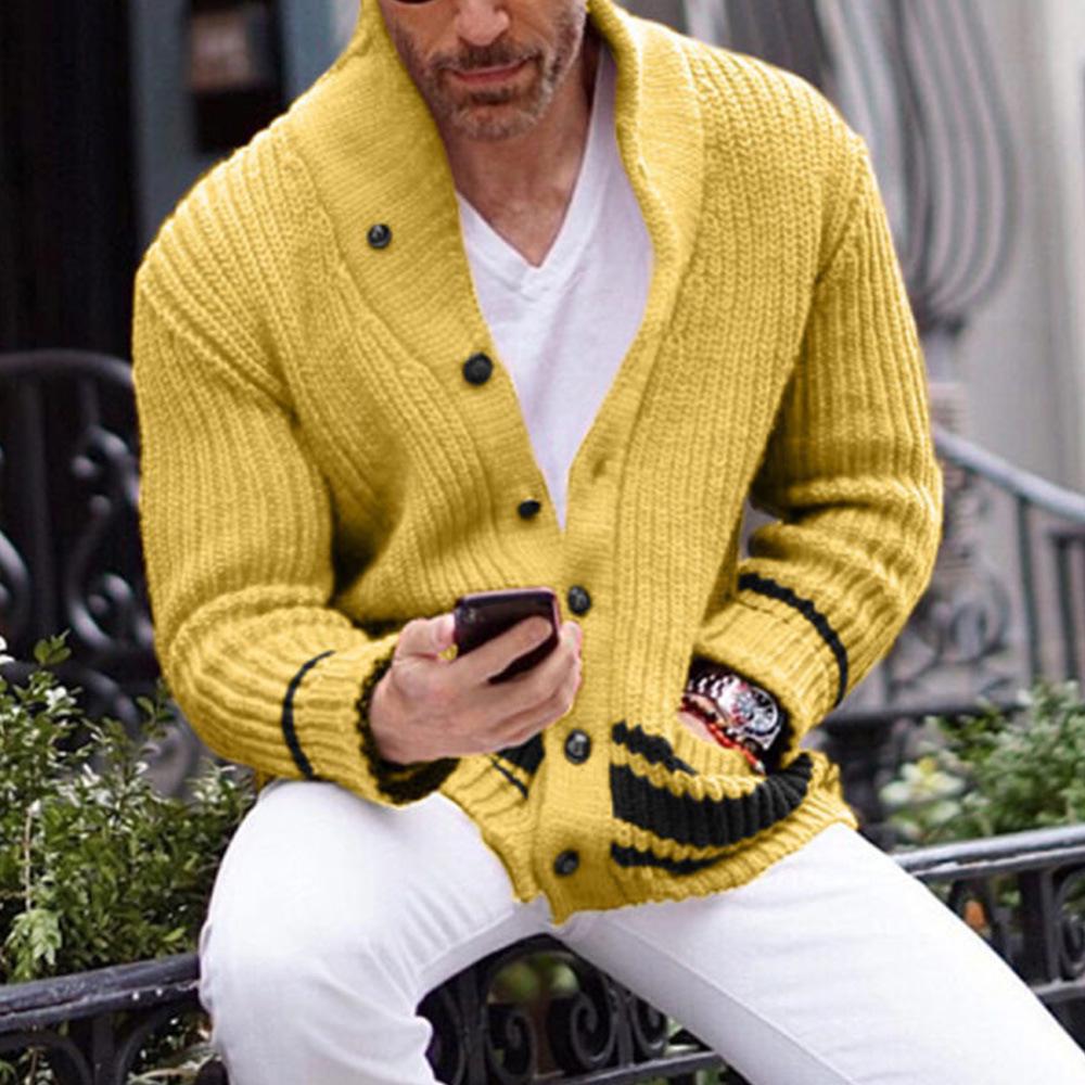 2024 Autumn Men's Casual Solid Color Half-High Collar Button Sweater