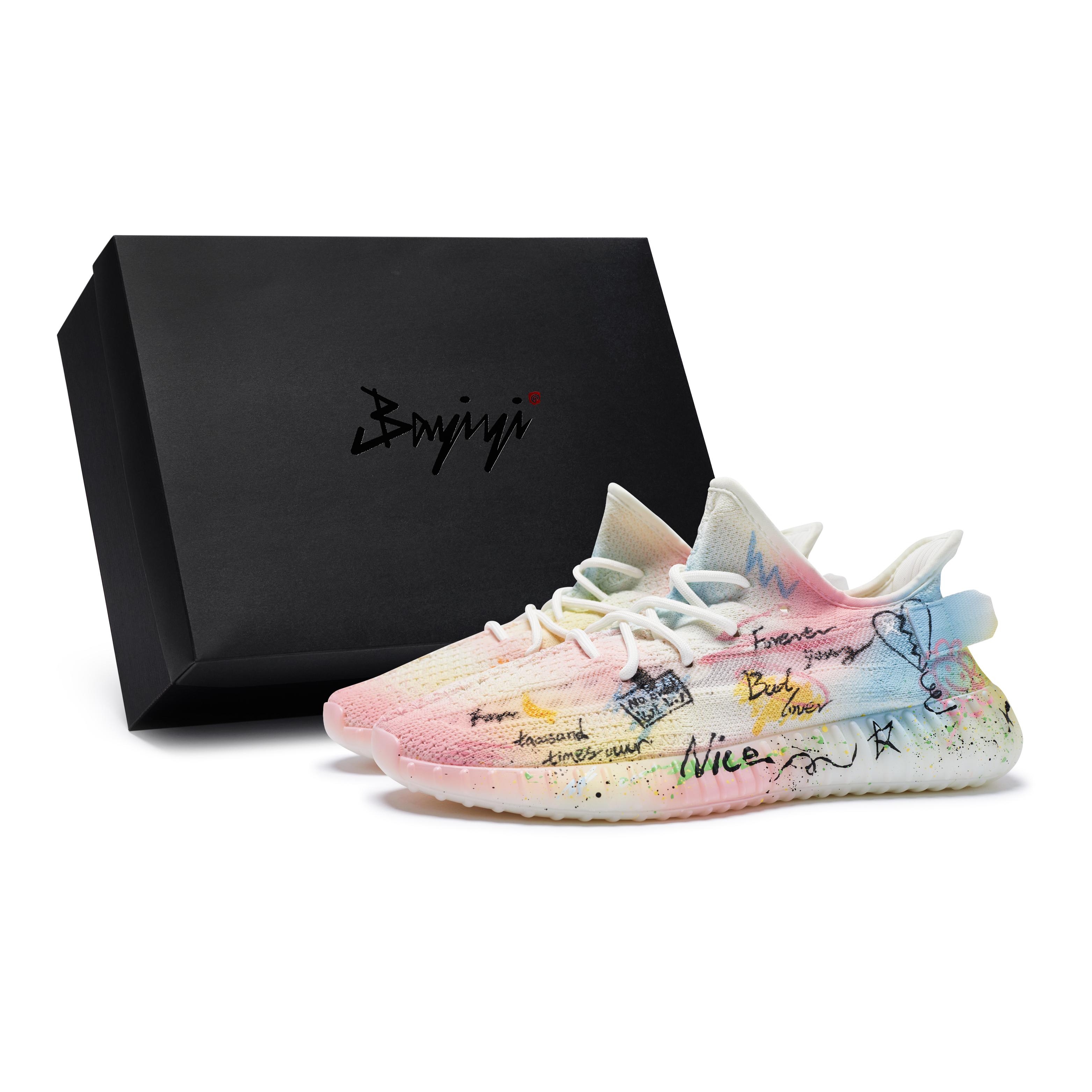

Adidas Originals Yeezy Boost 350 V2 Casual Shoes Unisex Low top Pink/Yellow/Blue HQ6316(Team80-S-BOX) 36⅔