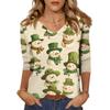 Women's Tops Three-quarter Sleeve Shirt V-neck Loose Casual Shirt Print T-shirt