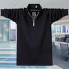 2024 Men's Plus Size Stand Collar Long Sleeve Polo Shirt with Zipper