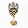 Gothic Goblet 3D Viking Stainless Steel Resin Skull Wine Goblet Dragon Claw Skeleton Spine Whiskey Cup Wine Glass for Halloween