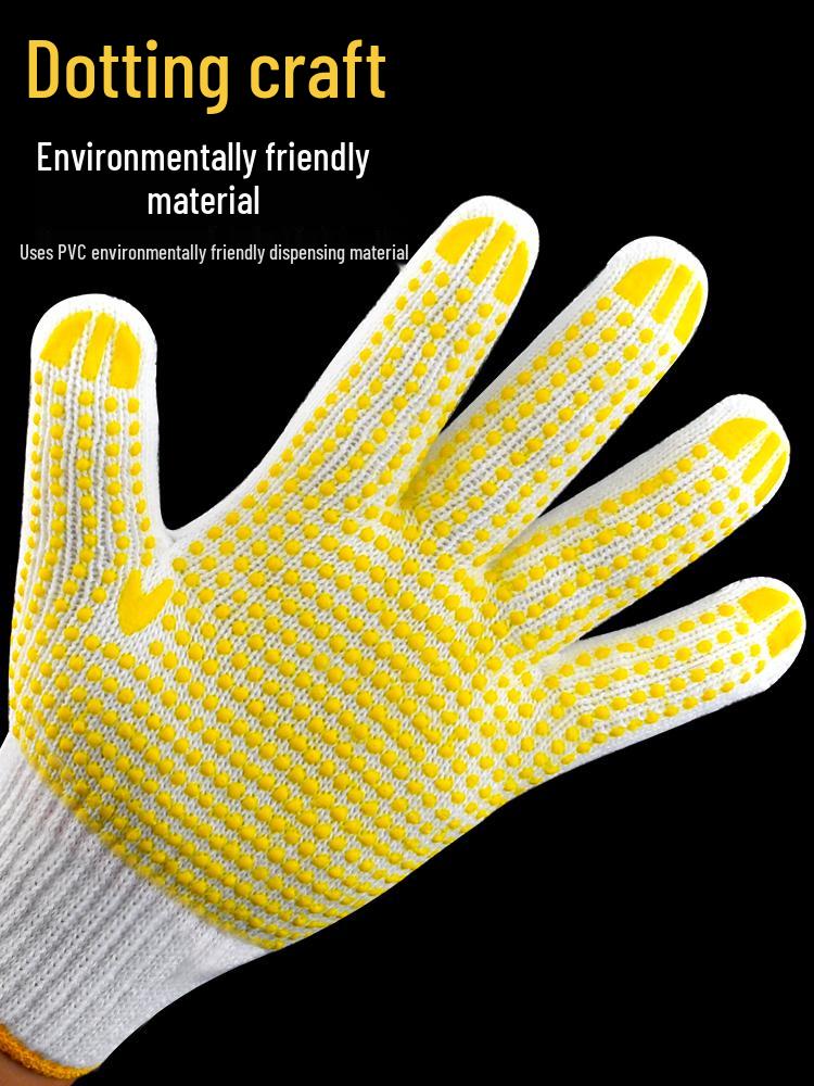 Atmungsaktive weiße Baumwoll-Nylon-Arbeitshandschuhe für das Bauwesen