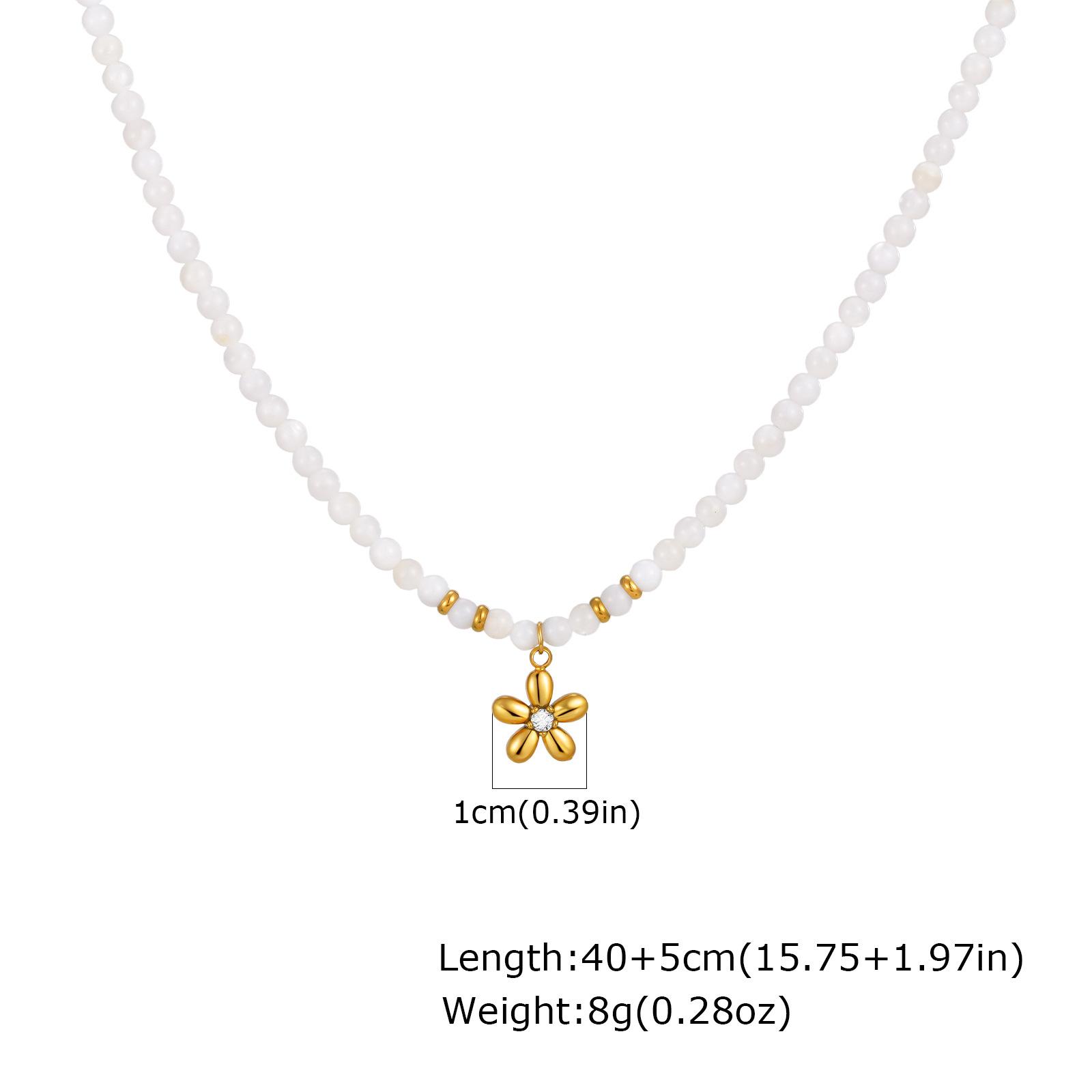 

French Elegant Stainless Steel Pearl Flower Necklace, Women S Fashion Temperament Collarbone Chain Nc-2400 золотой