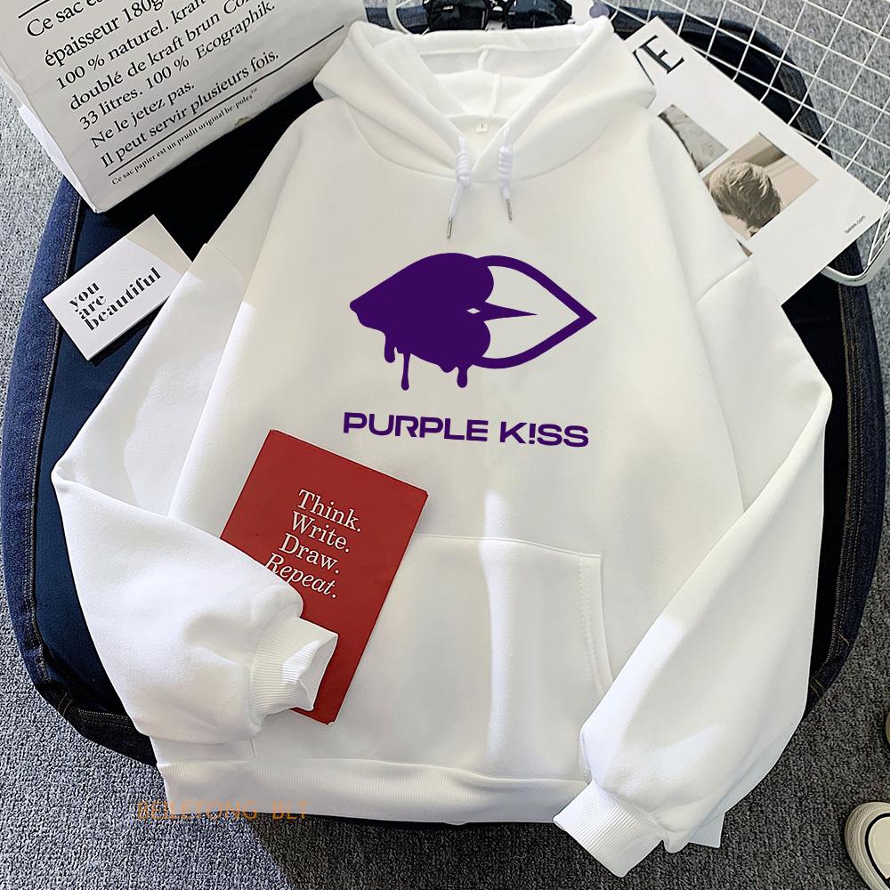 Purple Kiss Hoodies  Girls Band Graphic Printing Sweatshirts Spring Long Sleeve Hooded Pullovers Sudaderas Clothes
