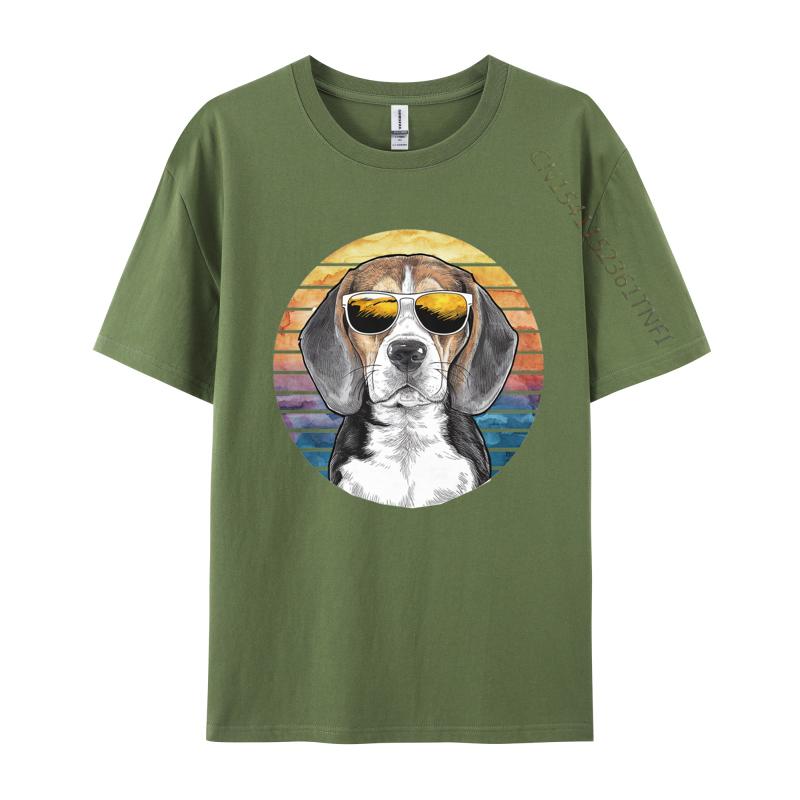 Beagle Mit Sonnenbrille T-Shirt T-Shirts Für Männer T-Shirt Rundhals Reine Baumwolle T-Shirts Oberteile Tees Top Qualität
