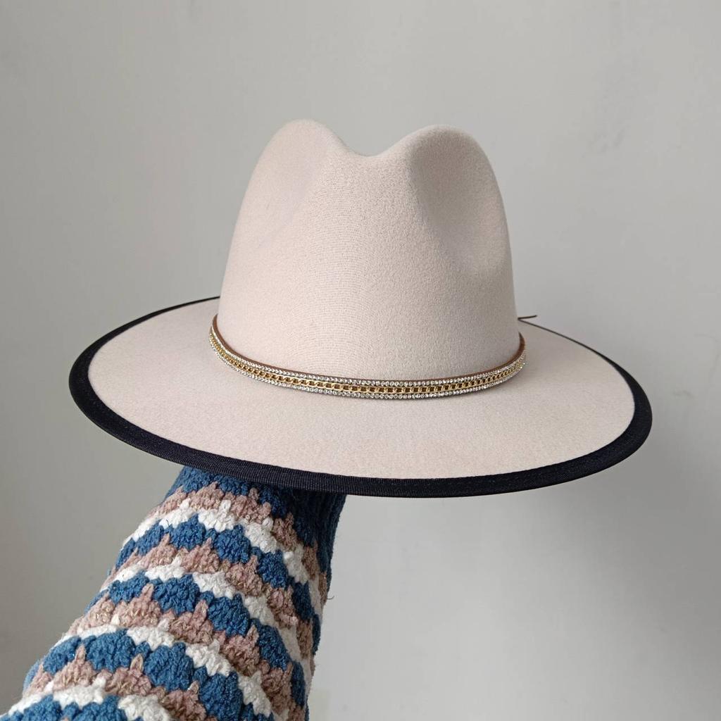 Bunte Perlen Fedoras Hut Herren Breiter Rand Fedoras Verbundener Jazzhut DIY Jazz Panama Schwarzer Hut Gorras para hombres
