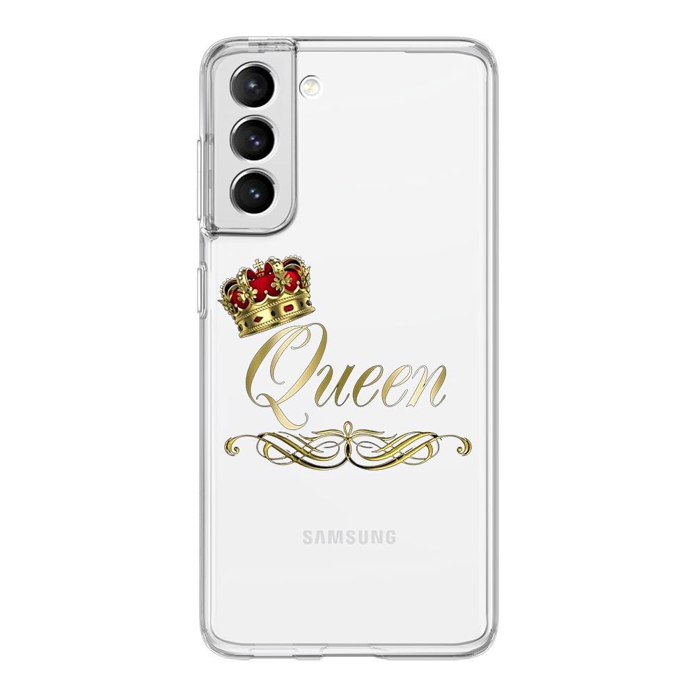 Phone Case For Samsung Galaxy S24 Ultra S23 FE S22 S20 S21 5G S10 S9 Plus S10E S8 Soft Clear Couple Style Crown King Queen Cover