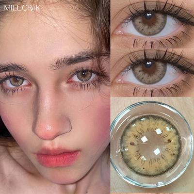 עדשות מגע של Mill Creek Iris עם עדשות מגע בצבע מגניב דגם היברידי בדרגה 14.2 מ"מ 2 חלקים (זוג 1) שימוש של שנה