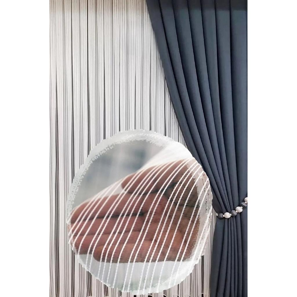 Striped Tulle Curtain, 1/3 Tight Pleated, Does Not Wrinkle, Does Not Require Ironing - Extra Weight