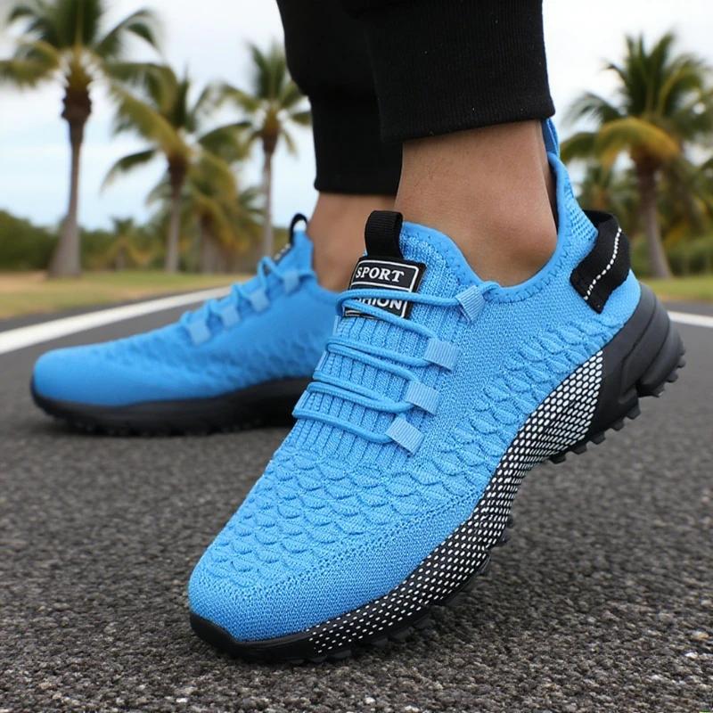 Men's Casual Running Shoe Fashionable Lightweight Fitness Breathable Sneakers Anti Slip Lace Up Quick Drying Summer Tennis Shoes