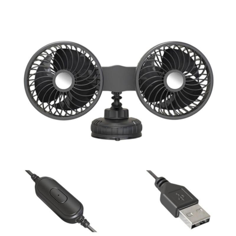 

Adjustable Car Fan Suction Mount 2 Head Cooling System Universal Vehicle Ventilation Fan For Travel Camping Outdoor