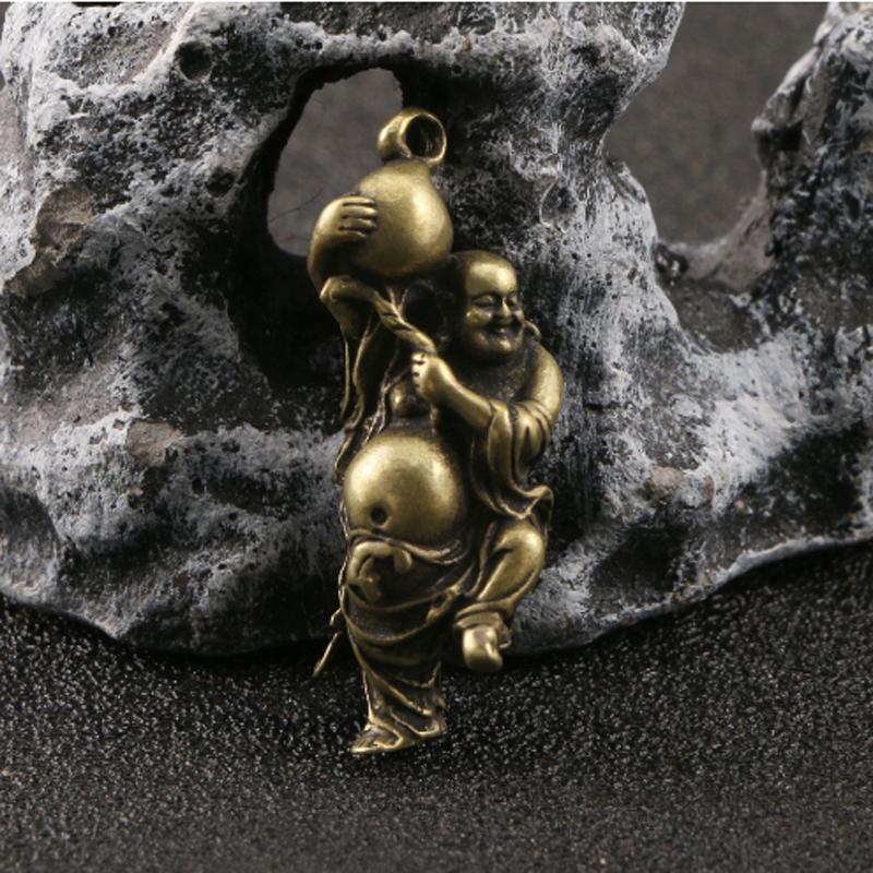 Chinese old tibet brass Carved Buddha lucky Amulets Necklaces Pendants