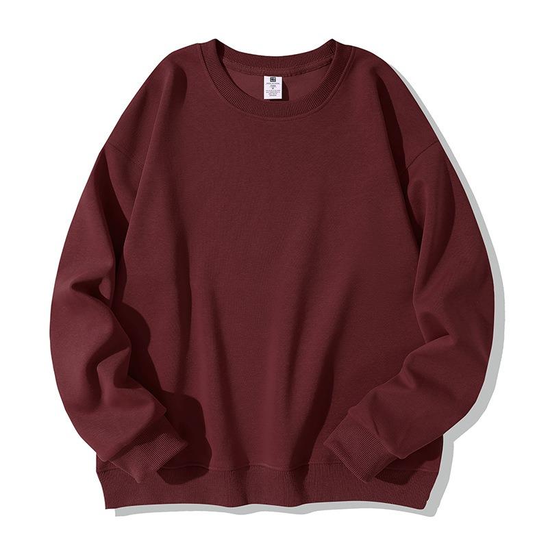 Solid Color Loose Crew Neck Long Sleeve Fleece Hoodless Casual Mens Sweatshirt