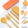 4PCS/Set Wheat Straw Knife, Fork, Spoon And Chopsticks Set Students Outdoor Travel Portable Tableware