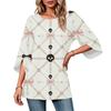 Women's Halloween Print Casual Top, Round Neck, Three-Quarter Sleeve, Loose Fit