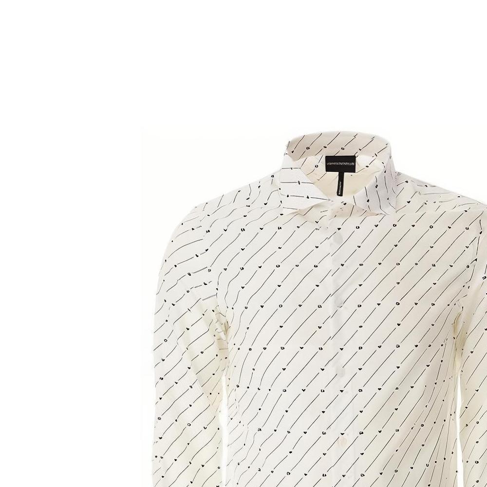 Emporio Armani EA7 FW23 Patterned Print Single-Breasted Casual Long Sleeve Shirt Men Shirts White 6R1C86-1NMVZ-F1D8