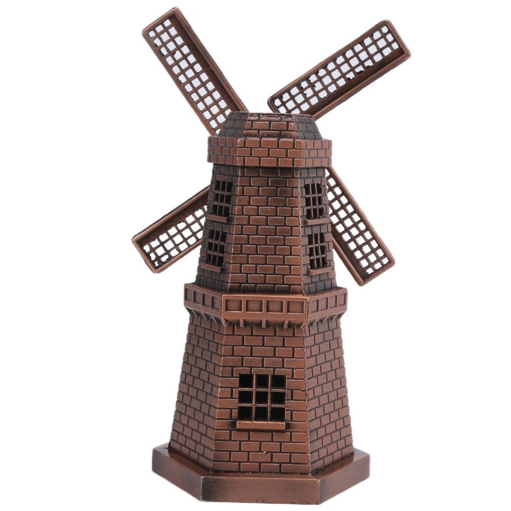 1pcs Red Bronze Windmill Model Metal Construction Windmill Ornament Windmill Decor Home Office