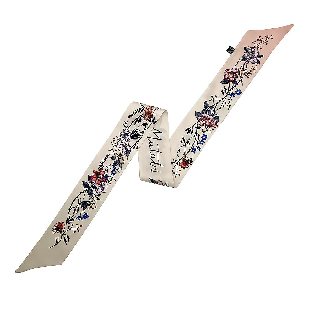 Französischer Frühlings-Hot-Sale: Damen-Twill-Tasche mit scharfem Hornriemen, Pflanzen- und Dschungeltiermotiven, Seidenband, Haarband und kleinem Schal mit Punktmuster