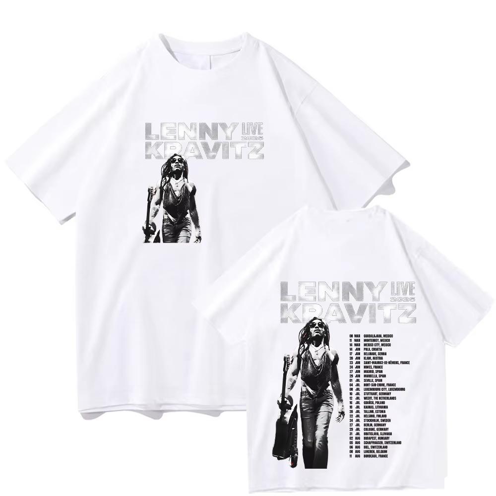

Lenny Kravitz Live2026 Graphic T Shirt Men High Quality Cotton T Shirt Fashion men Short Sleeve Top Punk Music Style Streetwear S