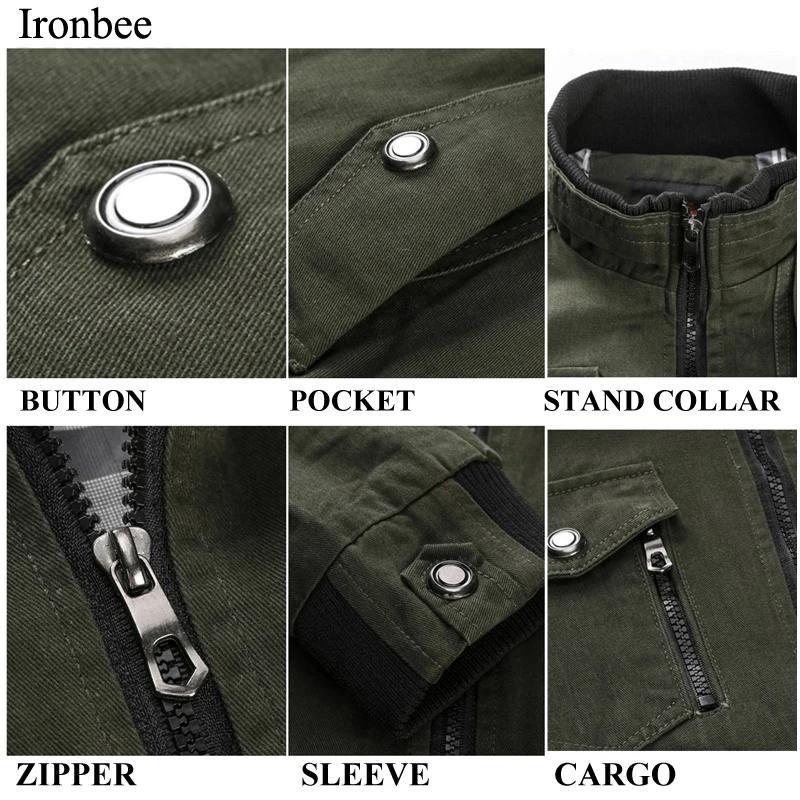 Men's Jacket Military Tactical Man Jackets Coat Zipper Cargo Jackets Stand Collar Outwear Cotton Windbreaker Tops  New Brand