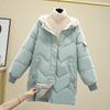 Cappotto parka medio lungo da donna spesso allentato invernale a maniche lunghe con cappotto nero con cappuccio