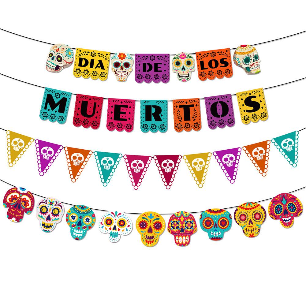 Muertos De Día Skull Themed Party Banner For Festive Scene Celebration Setting