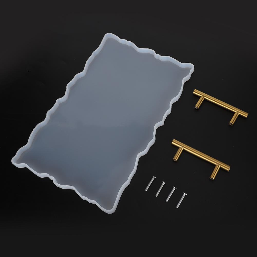 Silicone Fruit Tray Tea Tray Mold Irregular Coasters Art DIY Mould with Handle