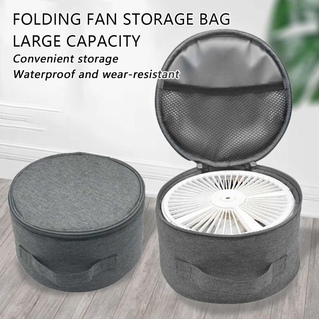 New Telescopic Fan Storage Bag with Handle Zipper Folding Round Cosmetic And Small tools Protective Case For Summer Camping