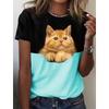 3D Cat Cartoon Couple Trendy Brand Women's T-shirt Short Sleeve T-shirt