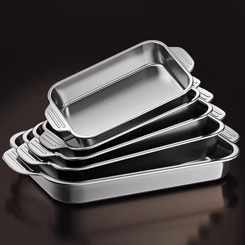 Stainless Steel Baking Pan With Lids Deep Dish For Fish/Pasta/Grilling Oven & Dishwasher Safe Cookware