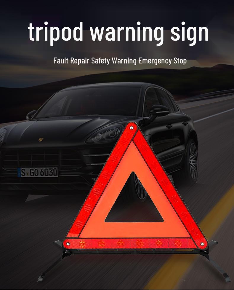 Compact Car-Mounted Reflective Triangle Emergency Warning Sign