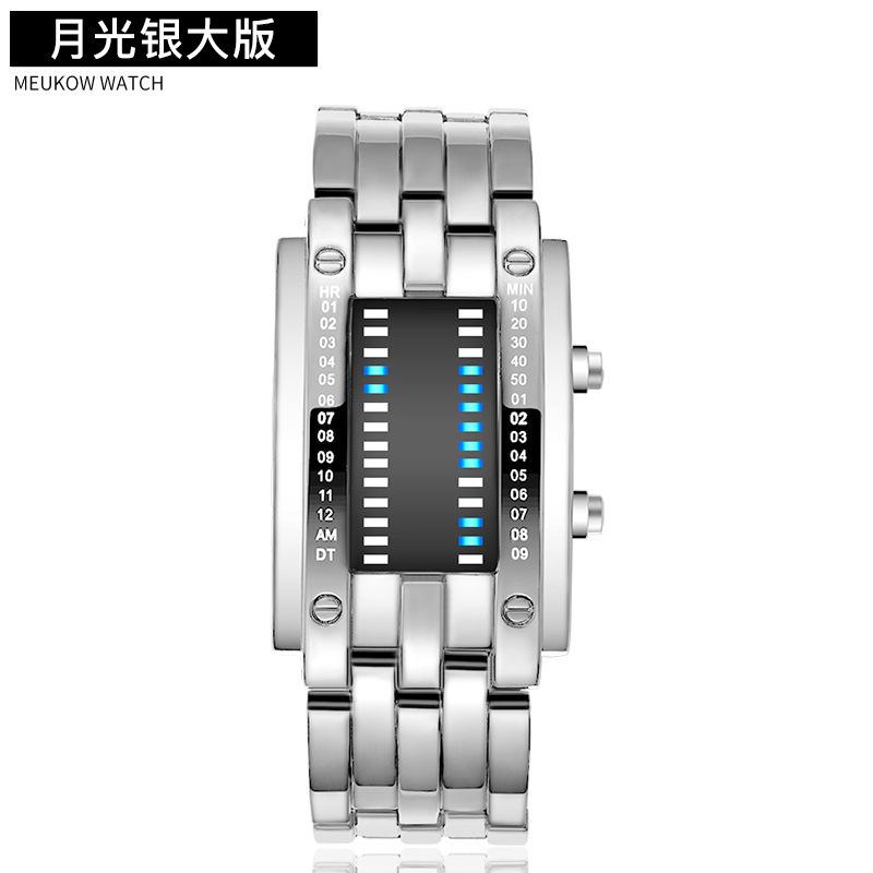 Trend Led Iron Man Dual Line Binary Fashion Student Couple Personalized Electronic Watch