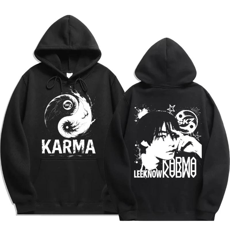 KPOP s fourth album KARMA printed men s hoodie FELIX HAN BANGCHAN CHANGBIN HYUNJIN LEE fashion hoodie S 1960₽