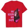 She Keeps Me Strong He Keeps Me Safe Couple Matching T Shirt Wolf Couple T Shirt Casual Black LOVER Shirt Tops Valentine Shirts