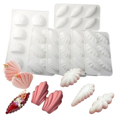 6 or 8 Cells 3D Shell Design Pudding Mousse Cake Moulds Madeleine Dessert Chocolate Silicone Mold Cake Decorating Tools