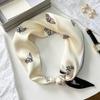 Blue Prints Elegant Pearl Tail Magnetic Clasp Scarf Summer New Versatile Breathable Fashion Artistic Accessory Neck Wrap Scarves