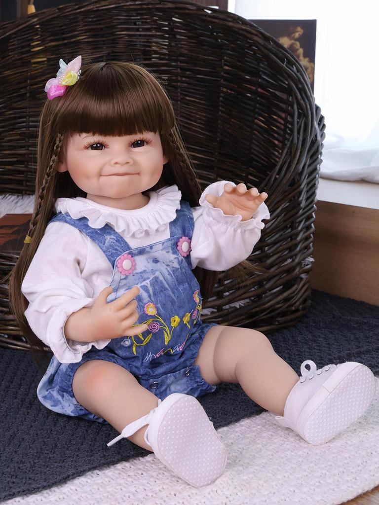 KEIUMI 55cm Reborn Girl Doll Full Silicone Vinyl Smiling Newborn Baby Doll toy Christmas Gifts Early Educational Playmate