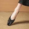 Krazing Pot Sheep Skin Summer Spring Autumn Stiletto Med Heels Butterfly-knot Women Square Toe Shallow Pumps