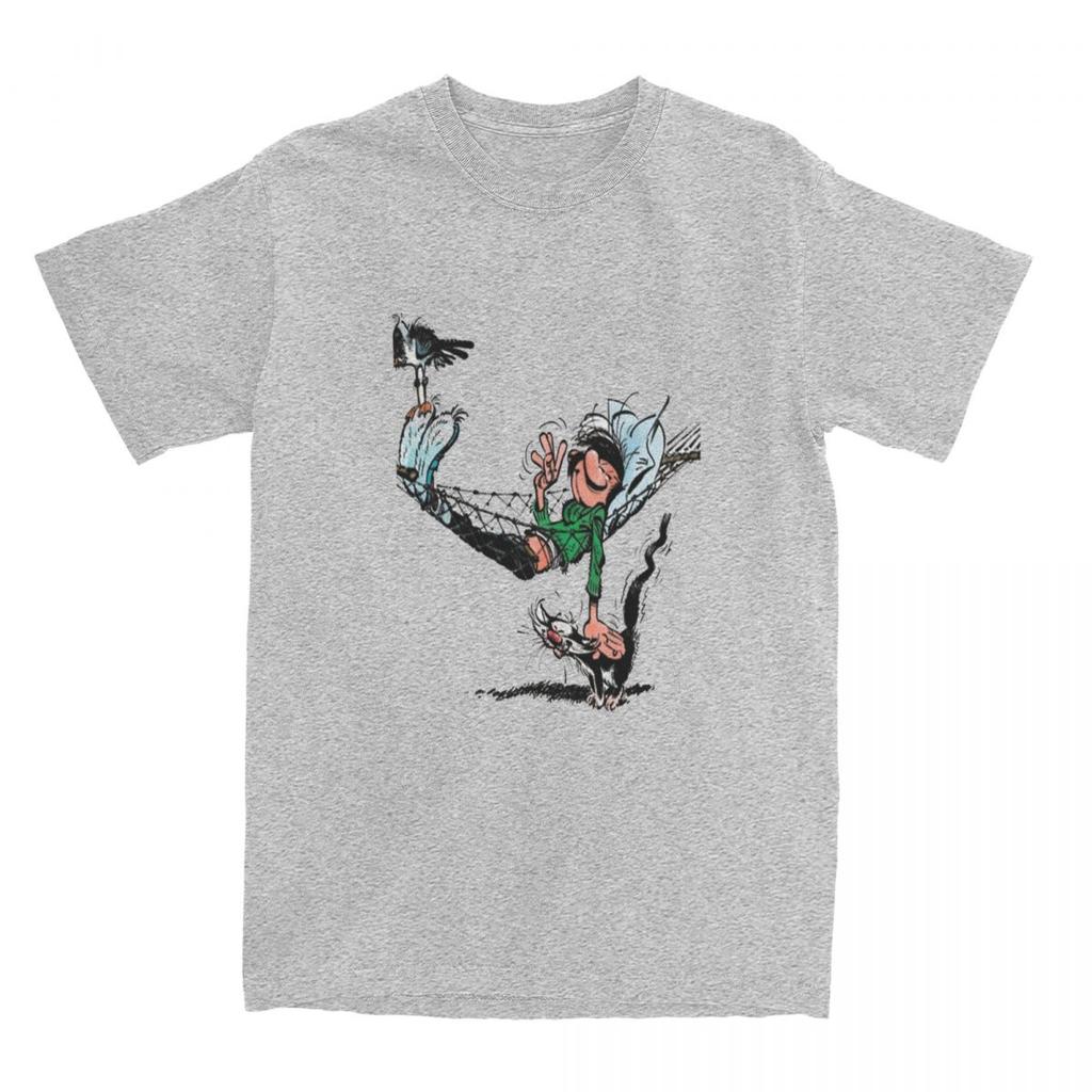 Gaston Lagaffe Comics T-Shirt Unisex Reine Baumwolle Lustiges T-Shirt Rundkragen T-Shirt Kurzarm Kleidung Geschenkidee