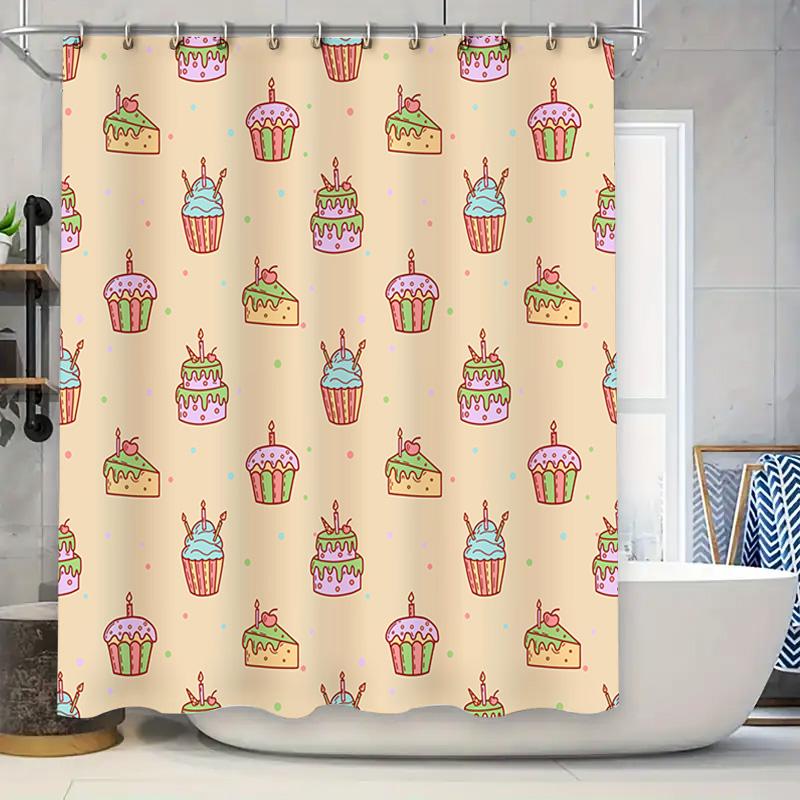 

Cute Pastel Cupcakes Shower Curtain For Bathroom Decor Pink Green Yellow Red Blue White Polka Dots Waterproof Fabric 72X72In (18 W60H190(CM)-1 Pcs