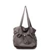 Large Capacity Tote Bag Women's New Flow Casual Lightweight Bag Shoulder Pleated Drawstring Canvas Women's Bag