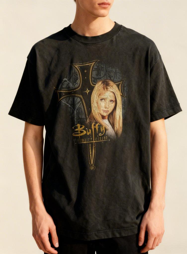98 BUFFY THE VAMPIRE SLAYER Movie Graphic Charcoal Unisex T shirt NWT!