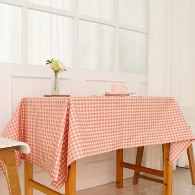 Melancheck Peach Pink Waterproof Tablecloth