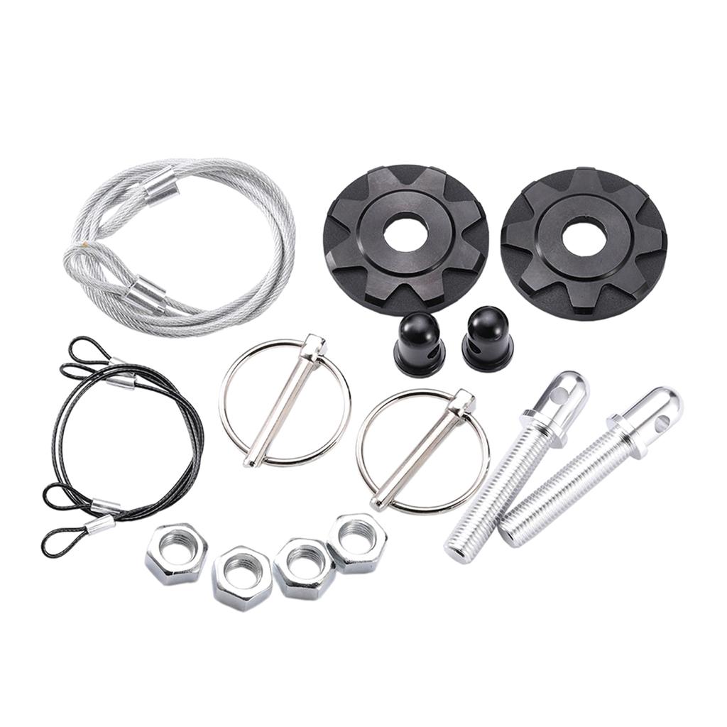 Aluminum Engine Hood Pin Plate Bonnet Lock Clip Kit Car Modification Accessory Quick Release Hood Bonnet Pin Lock