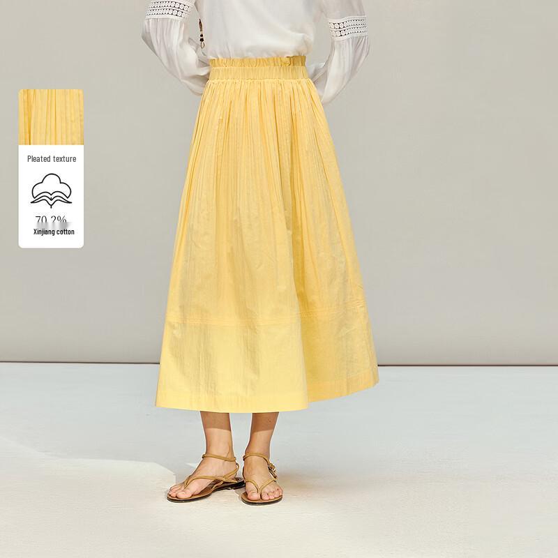 INMAN Pleated Ruffle Hem A-Line Skirt M